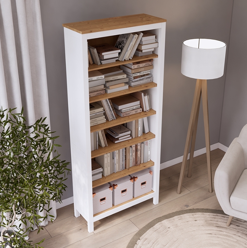 HEMNES ХЕМНЭС  КЫМÖР стеллаж белый/светло-коричневый ширина 90 см