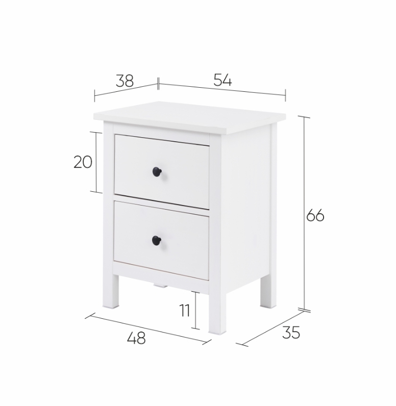 HEMNES ХЕМНЭС  КЫМÖР Комод 2 ящика белый - тумба прикроватная