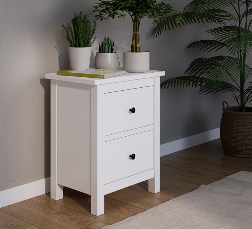 HEMNES ХЕМНЭС  КЫМÖР Комод 2 ящика белый - тумба прикроватная