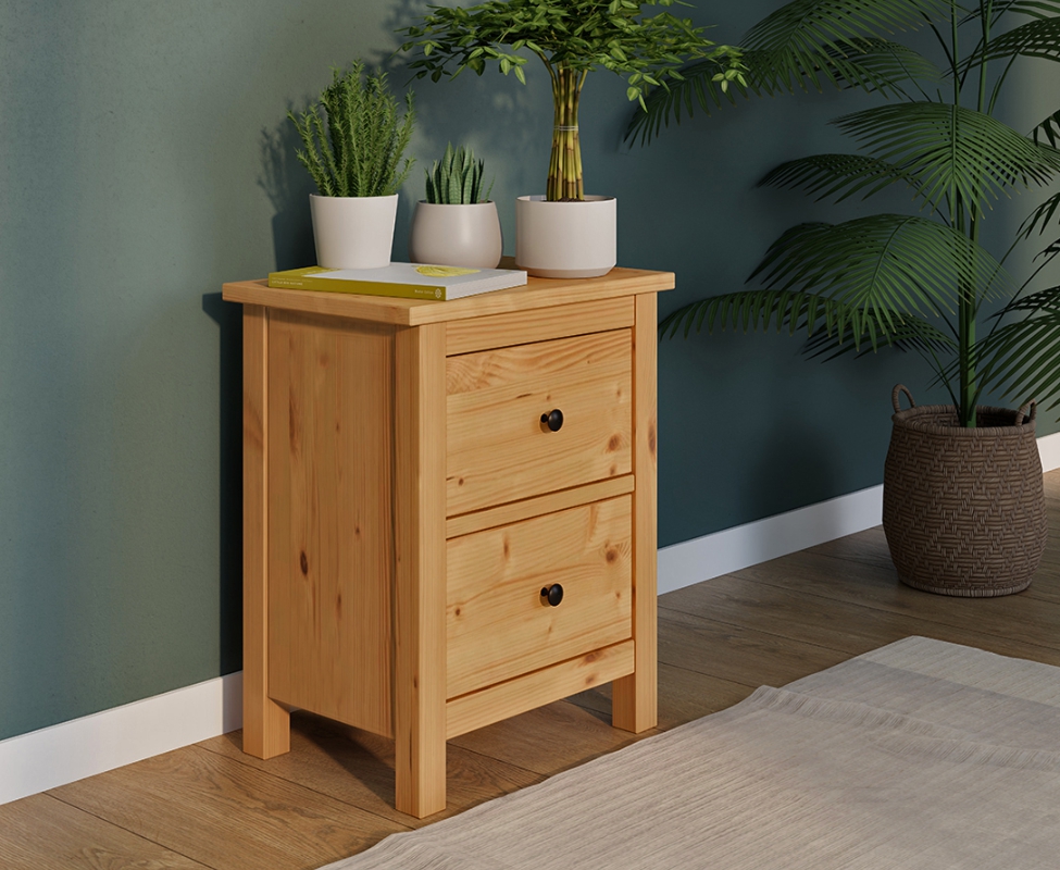 HEMNES ХЕМНЭС  КЫМÖР Комод 2 ящика светло-коричневый - тумба прикроватная