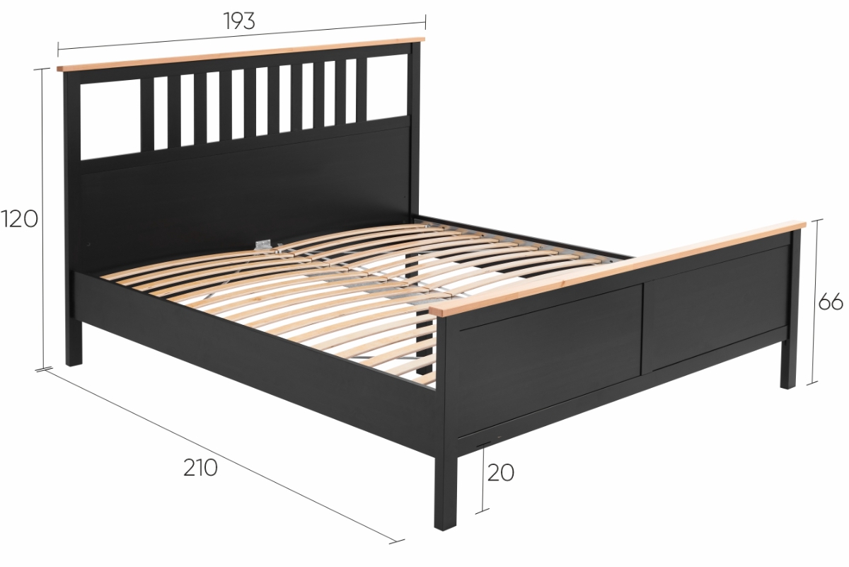 HEMNES ХЕМНЭС  КЫМÖР кровать черный/светло-коричневый 180*200
