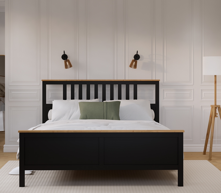 HEMNES ХЕМНЭС  КЫМÖР кровать черный/светло-коричневый 180*200