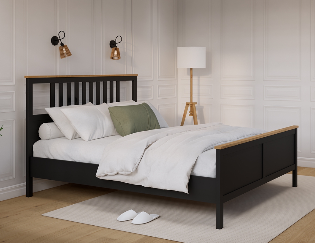 HEMNES ХЕМНЭС  КЫМÖР кровать черный/светло-коричневый 180*200