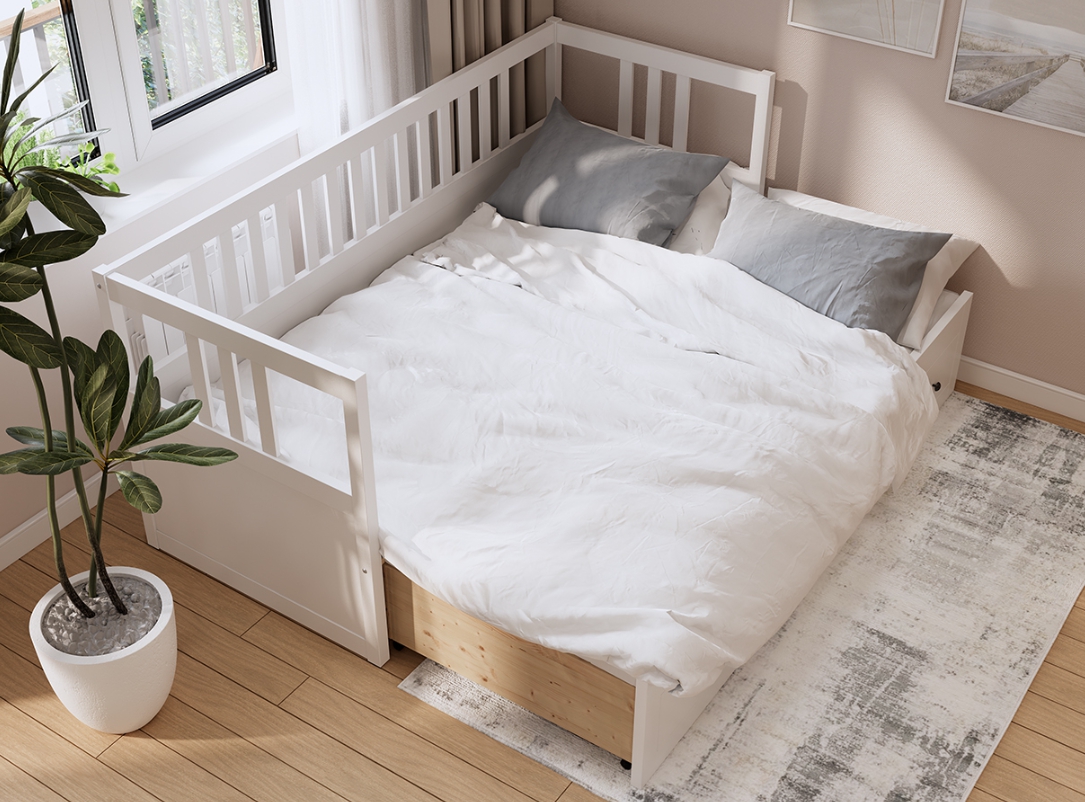 HEMNES ХЕМНЭС  КЫМÖР кровать-кушетка с хранилищем с выдвижением 80x200 Белый