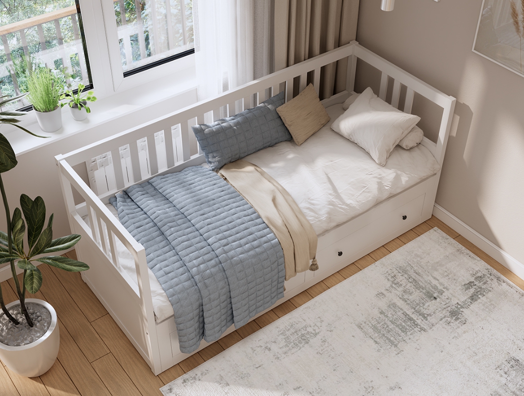 HEMNES ХЕМНЭС  КЫМÖР кровать-кушетка с хранилищем с выдвижением 80x200 Белый