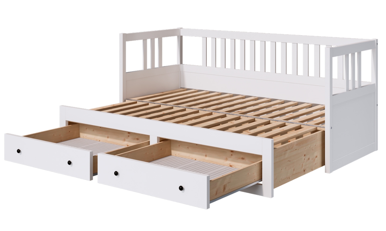 HEMNES ХЕМНЭС  КЫМÖР кровать-кушетка с хранилищем с выдвижением 80x200 Белый
