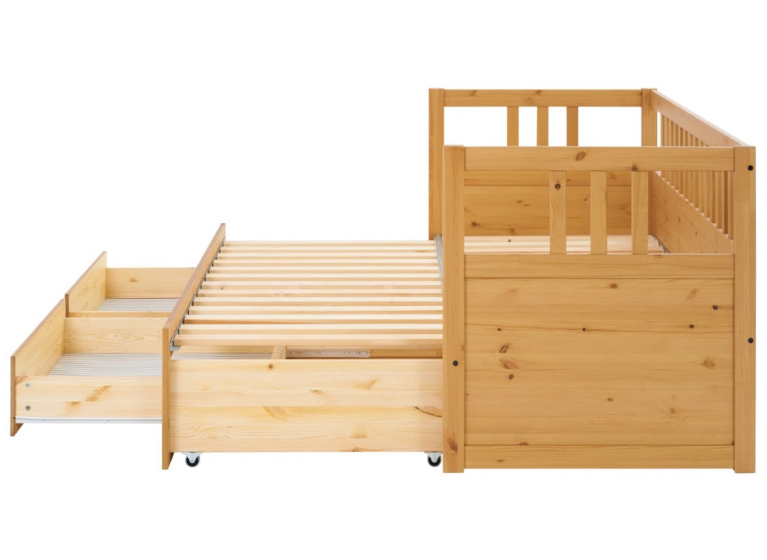HEMNES ХЕМНЭС  КЫМÖР кровать-кушетка с хранилищем с выдвижением 80x200 Натуральный