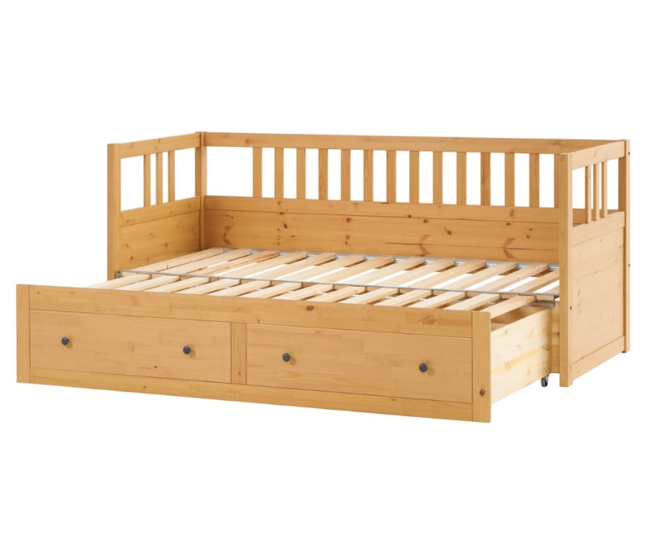 HEMNES ХЕМНЭС  КЫМÖР кровать-кушетка с хранилищем с выдвижением 80x200 Натуральный