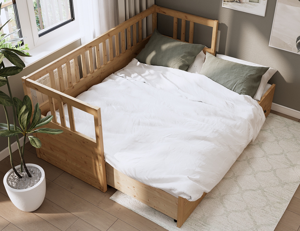 HEMNES ХЕМНЭС  КЫМÖР кровать-кушетка с хранилищем с выдвижением 80x200 Натуральный