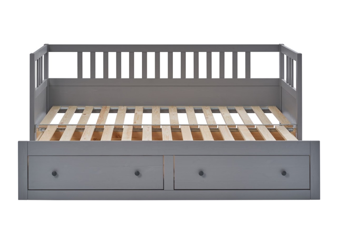 HEMNES ХЕМНЭС  КЫМÖР кровать-кушетка с хранилищем с выдвижением 80x200 Серый