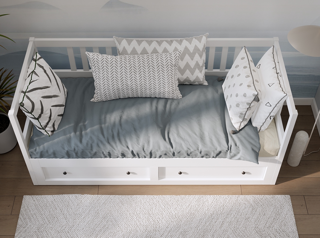 HEMNES ХЕМНЭС  КЫМÖР кровать-тахта с хранилищем 80x200 Белый
