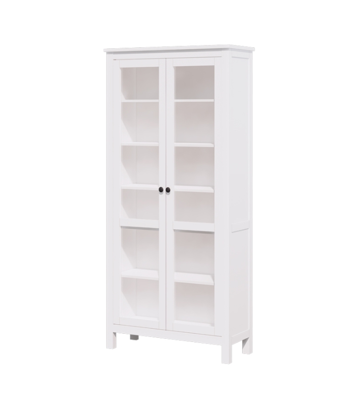 HEMNES ХЕМНЭС  КЫМÖР Шкаф-витрина с 2 дверями белый стекло