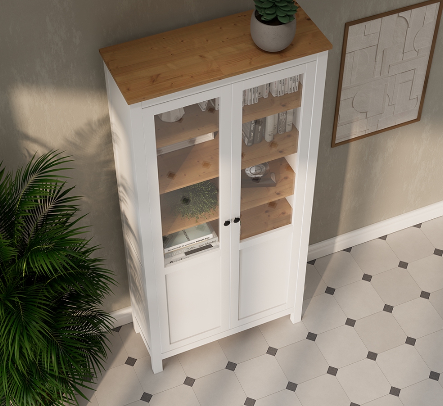HEMNES ХЕМНЭС  КЫМÖР Шкаф с 2 дверями белый/светло-коричневый