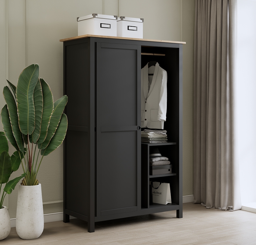 HEMNES ХЕМНЭС  КЫМÖР Шкаф с 2 дверями черный/светло-коричневый