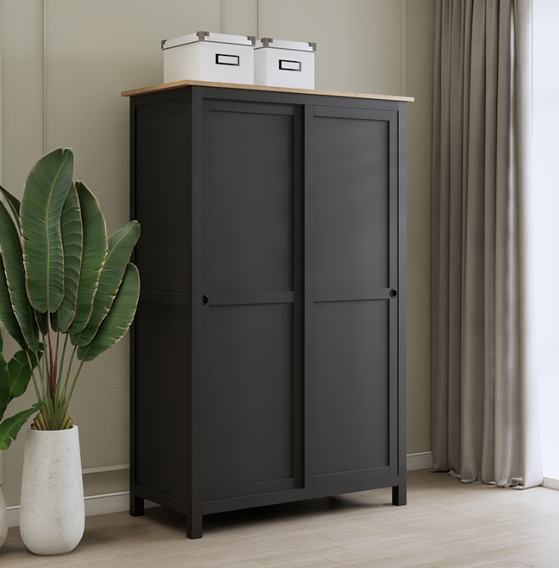 HEMNES ХЕМНЭС  КЫМÖР Шкаф с 2 дверями черный/светло-коричневый