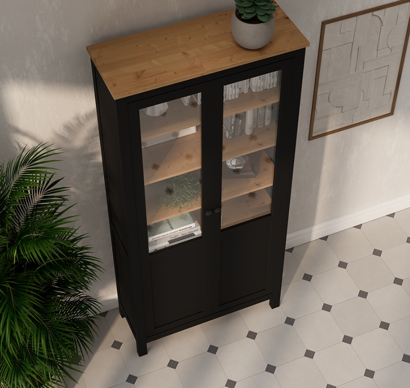 HEMNES ХЕМНЭС  КЫМÖР Шкаф с 2 дверями черный/светло-коричневый