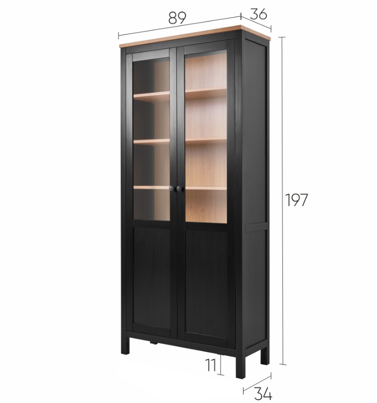HEMNES ХЕМНЭС  КЫМÖР Шкаф с 2 дверями черный/светло-коричневый