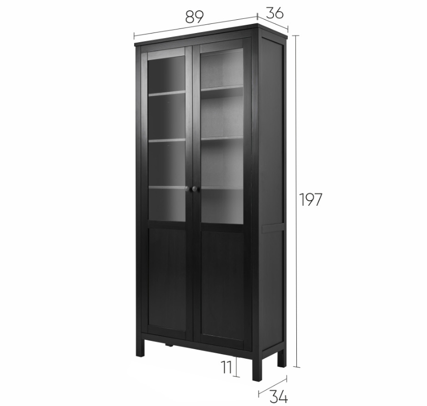 HEMNES ХЕМНЭС  КЫМÖР Шкаф с 2 дверями черный