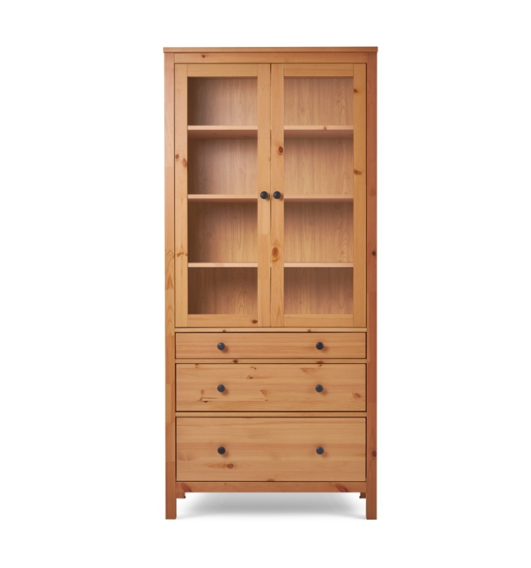 HEMNES ХЕМНЭС  КЫМÖР Шкаф-витрина светло-коричневый