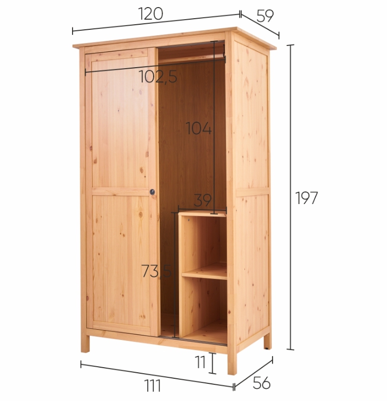 HEMNES ХЕМНЭС  КЫМÖР Шкаф с 2 дверями натуральный