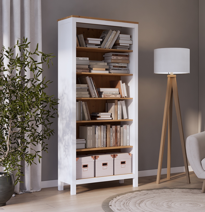 HEMNES ХЕМНЭС  КЫМÖР стеллаж белый/светло-коричневый ширина 90 см