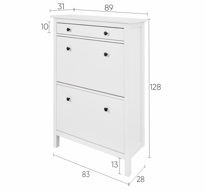 HEMNES ХЕМНЭС  КЫМÖР Тумба для обуви белая 2 отделения и ящик