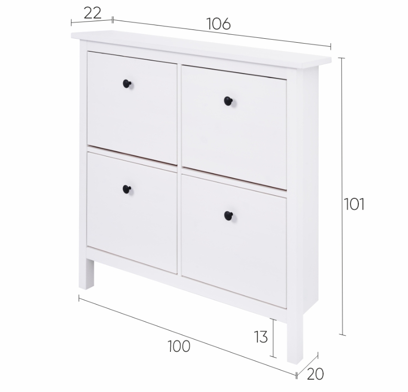 HEMNES ХЕМНЭС  КЫМÖР Тумба для обуви белая 4 отделения