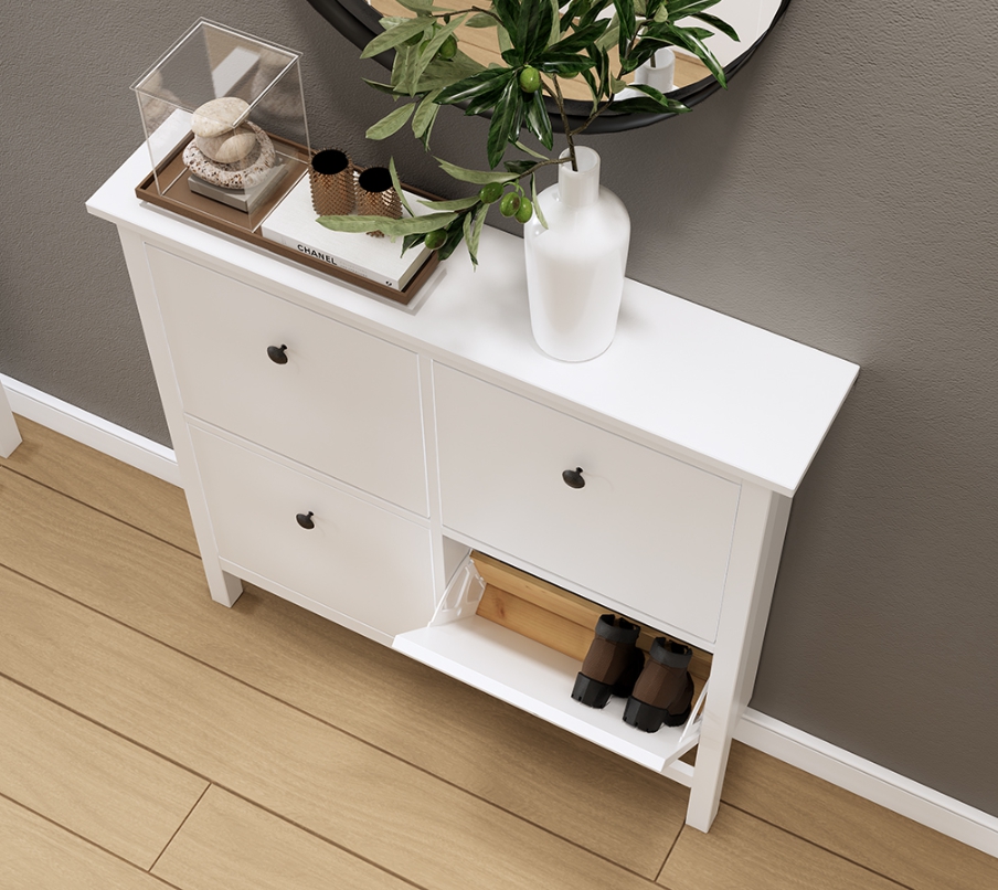 HEMNES ХЕМНЭС  КЫМÖР Тумба для обуви белая 4 отделения