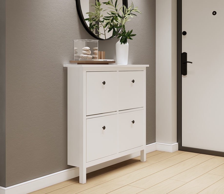 HEMNES ХЕМНЭС  КЫМÖР Тумба для обуви белая 4 отделения