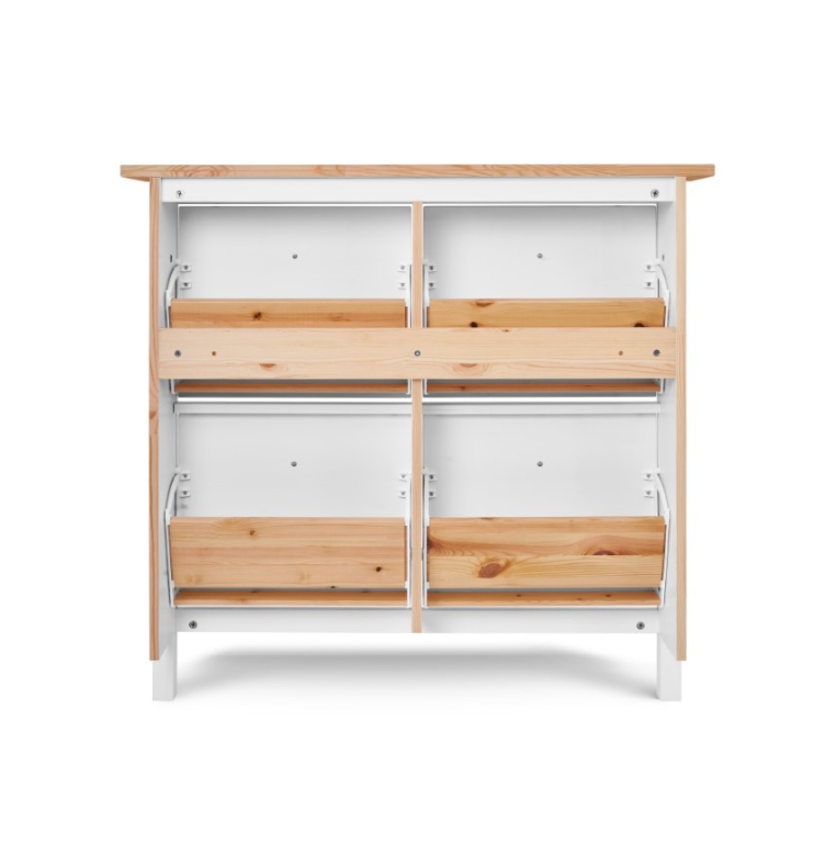 HEMNES ХЕМНЭС  КЫМÖР Тумба для обуви белая/светло-коричневая 4 отделения