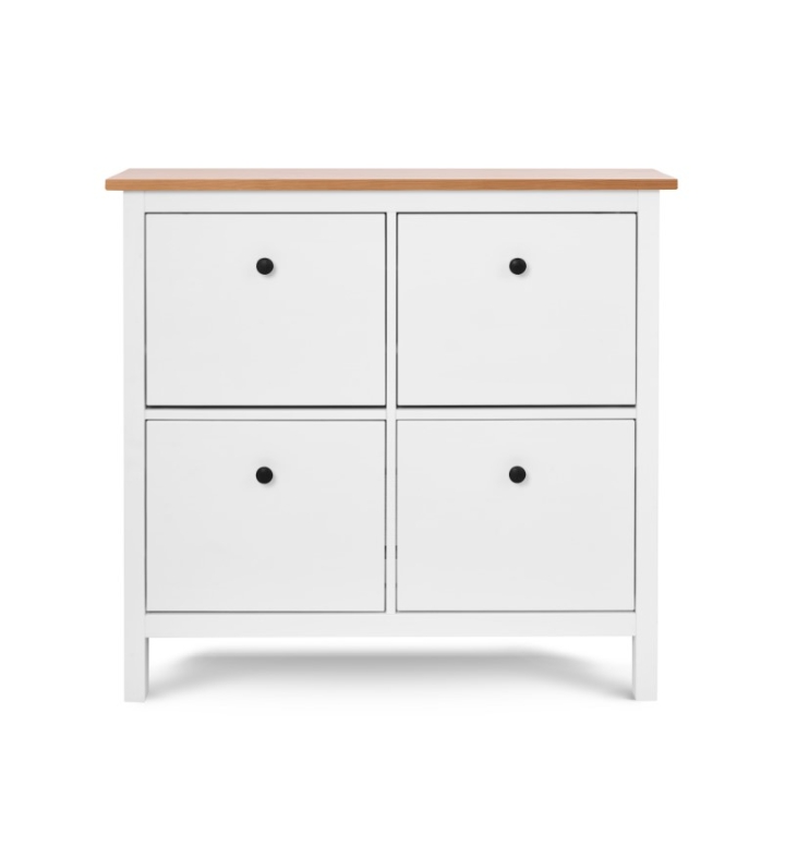 HEMNES ХЕМНЭС  КЫМÖР Тумба для обуви белая/светло-коричневая 4 отделения