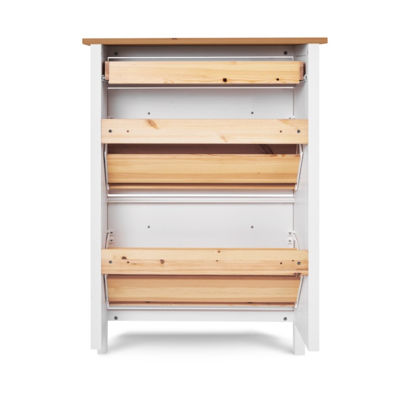 HEMNES ХЕМНЭС  КЫМÖР Тумба для обуви белый/светло-коричневый 2 отделения и ящик