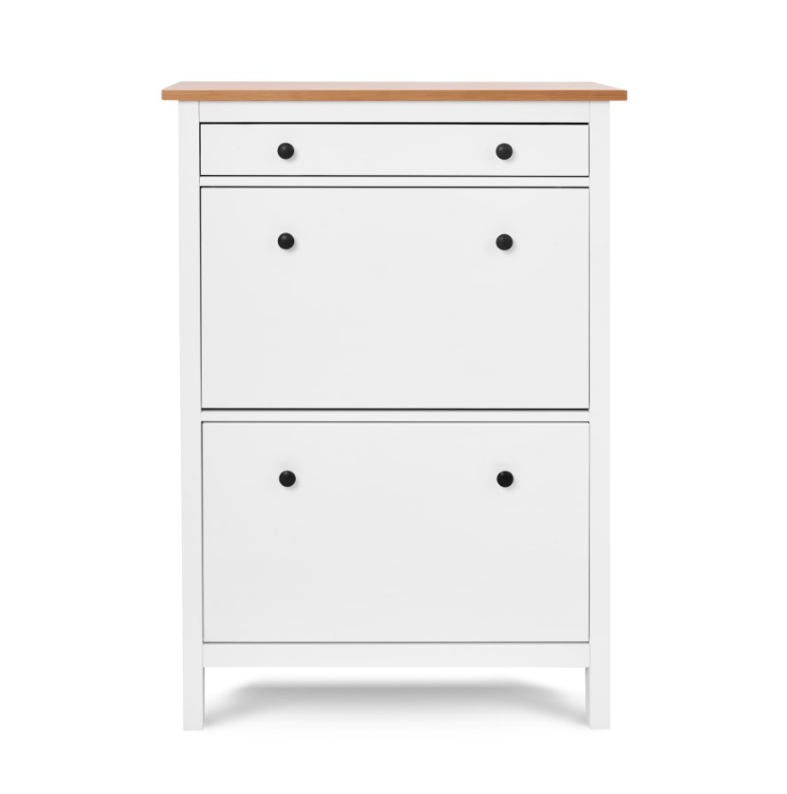 HEMNES ХЕМНЭС  КЫМÖР Тумба для обуви белый/светло-коричневый 2 отделения и ящик