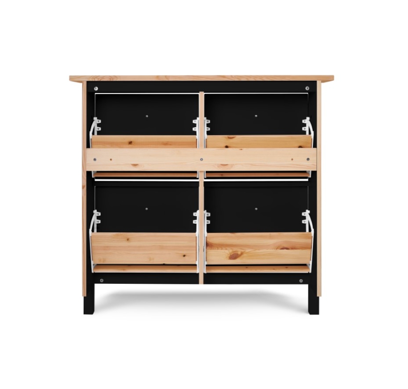 HEMNES ХЕМНЭС  КЫМÖР Тумба для обуви черная/светло-коричневая 4 отделения