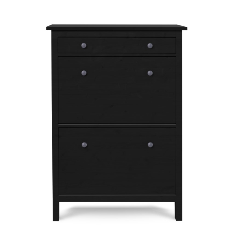 HEMNES ХЕМНЭС  КЫМÖР Тумба для обуви черный 2 отделения и ящик