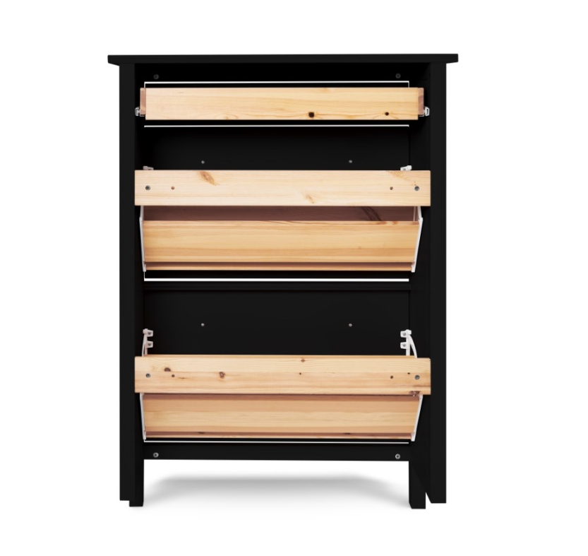 HEMNES ХЕМНЭС  КЫМÖР Тумба для обуви черный 2 отделения и ящик