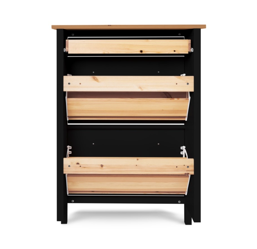 HEMNES ХЕМНЭС  КЫМÖР Тумба для обуви черный/светло-коричневый 2 отделения и ящик
