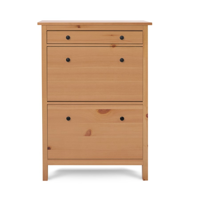 HEMNES ХЕМНЭС  КЫМÖР Тумба для обуви светло-коричневая 2 отделения и ящик