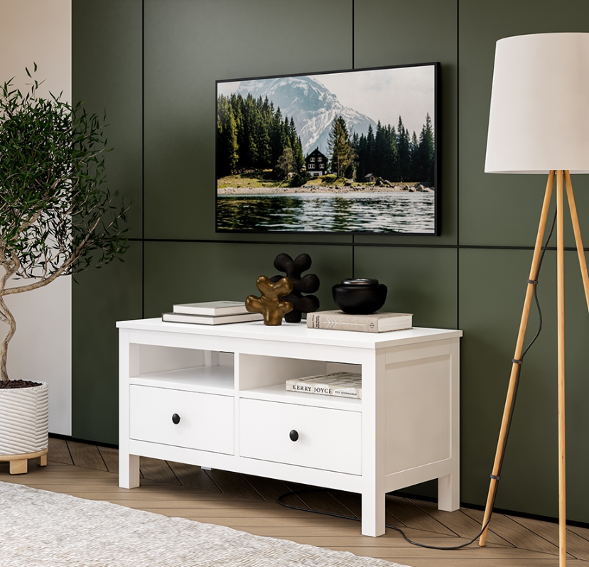 HEMNES ХЕМНЭС  КЫМÖР Тумба ТВ белая 2 ящика 124 см