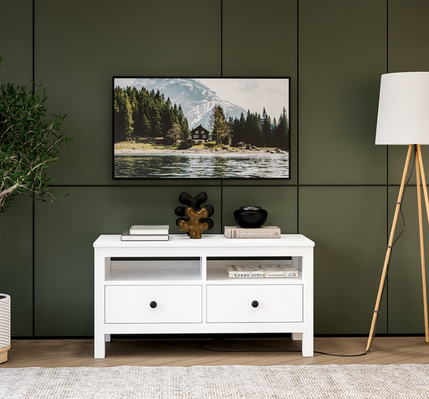 HEMNES ХЕМНЭС  КЫМÖР Тумба ТВ белая 2 ящика 124 см