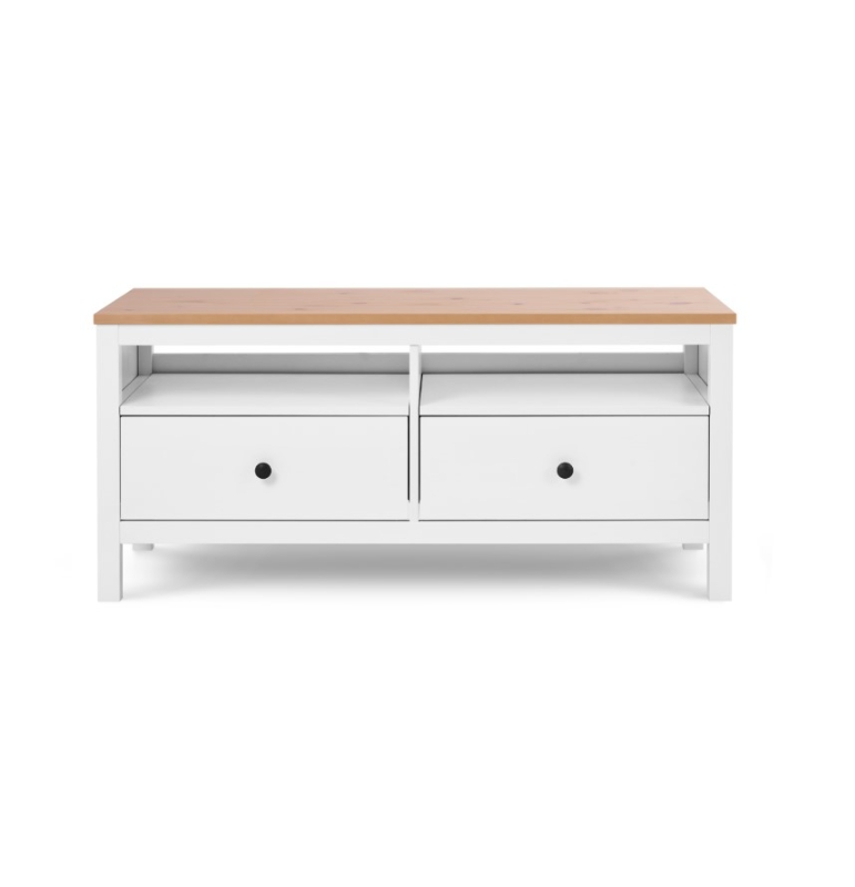 HEMNES ХЕМНЭС  КЫМÖР Тумба ТВ белая/светло-коричневая 2 ящика 124 см