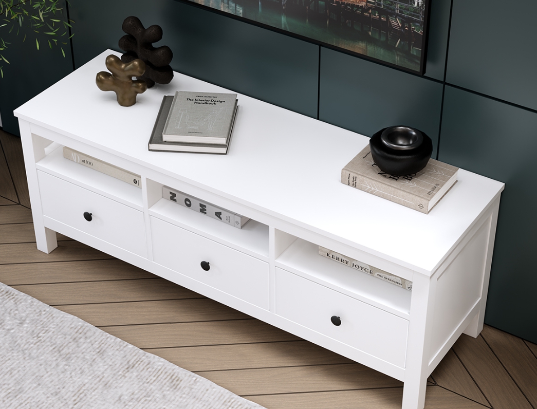 HEMNES ХЕМНЭС  КЫМÖР Тумба ТВ белая 3 ящика 183 см
