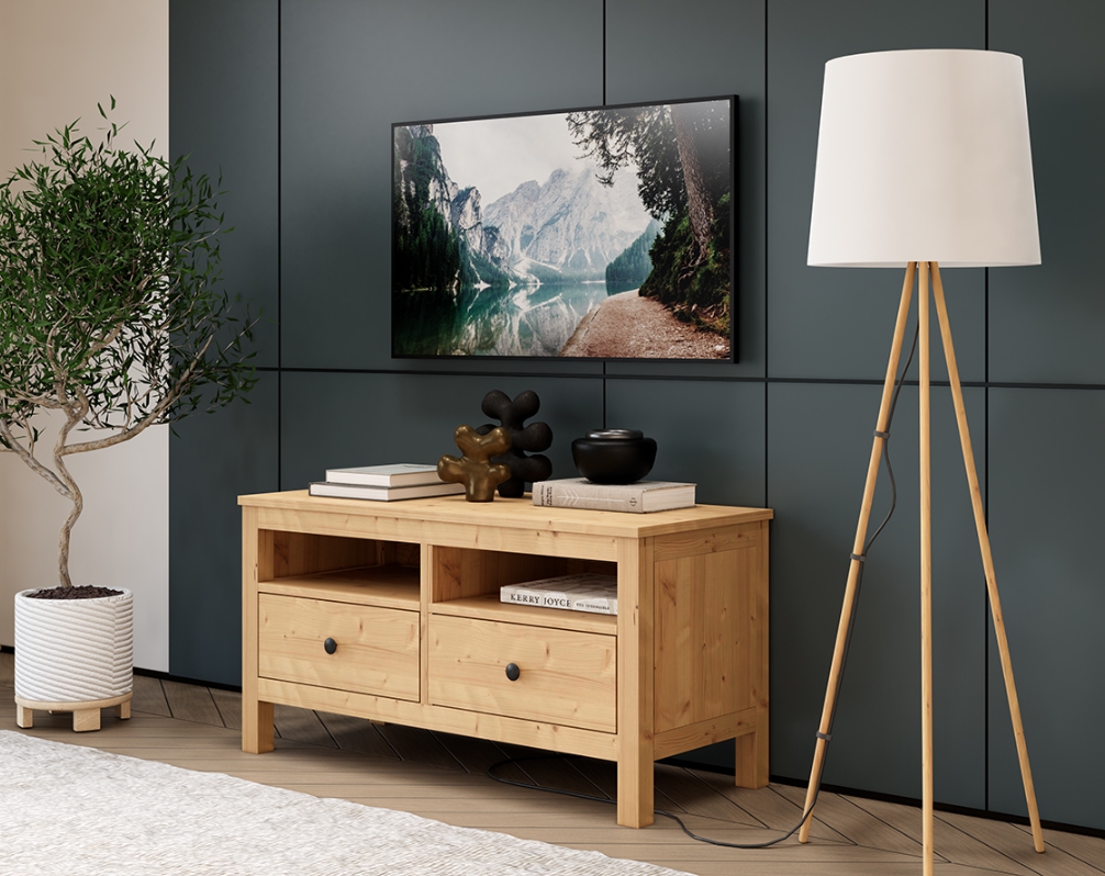 HEMNES ХЕМНЭС  КЫМÖР Тумба ТВ светло-коричневая 2 ящика 124 см