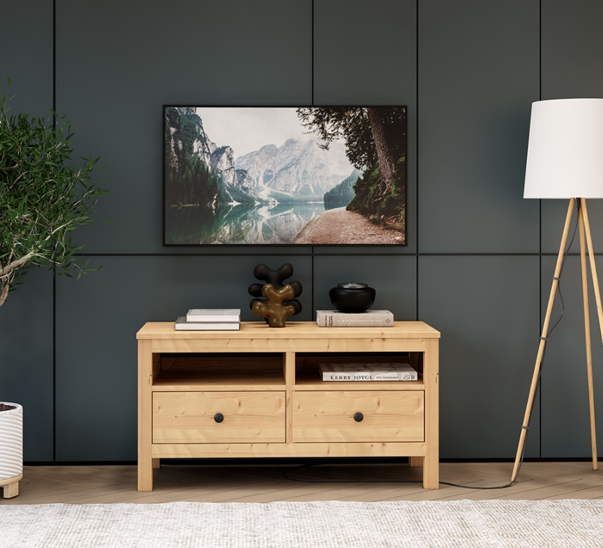 HEMNES ХЕМНЭС  КЫМÖР Тумба ТВ светло-коричневая 2 ящика 124 см