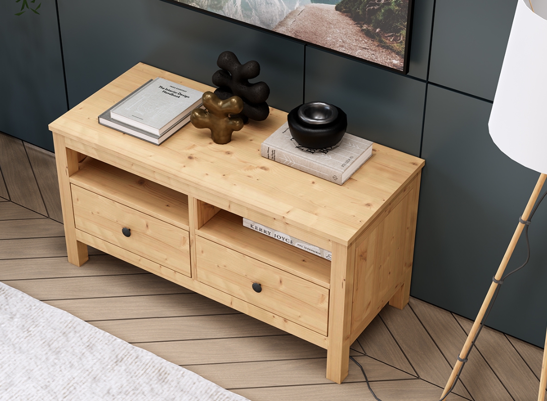 HEMNES ХЕМНЭС  КЫМÖР Тумба ТВ светло-коричневая 2 ящика 124 см
