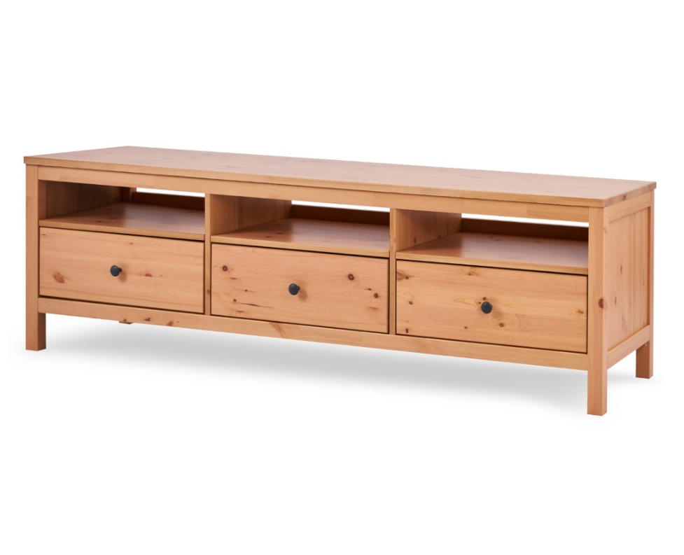 HEMNES ХЕМНЭС  КЫМÖР Тумба ТВ натуральный 3 ящика 183 см