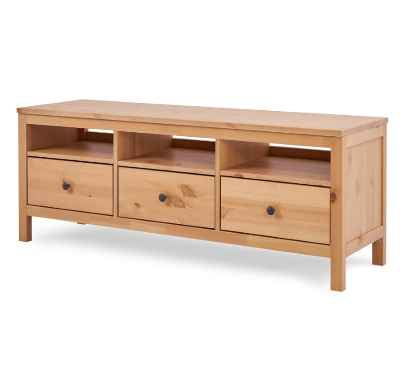 HEMNES ХЕМНЭС  КЫМÖР Тумба ТВ натуральный 3 ящика 148 см