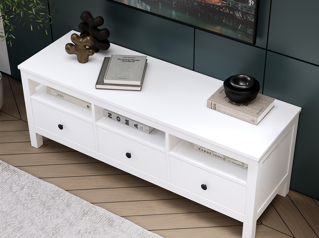 HEMNES ХЕМНЭС  КЫМÖР Тумба ТВ белая 3 ящика 148 см