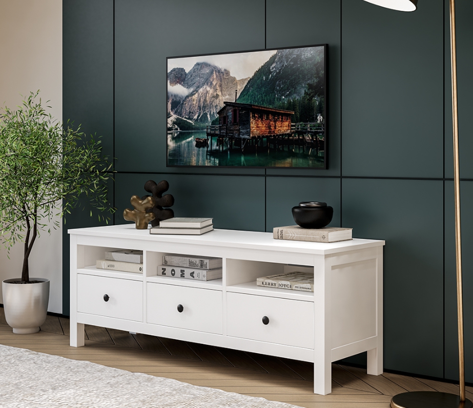 HEMNES ХЕМНЭС  КЫМÖР Тумба ТВ белая 3 ящика 148 см