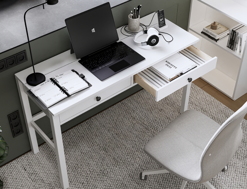 HEMNES ХЕМНЭС  КЫМОР Стол c 2 ящиками белый